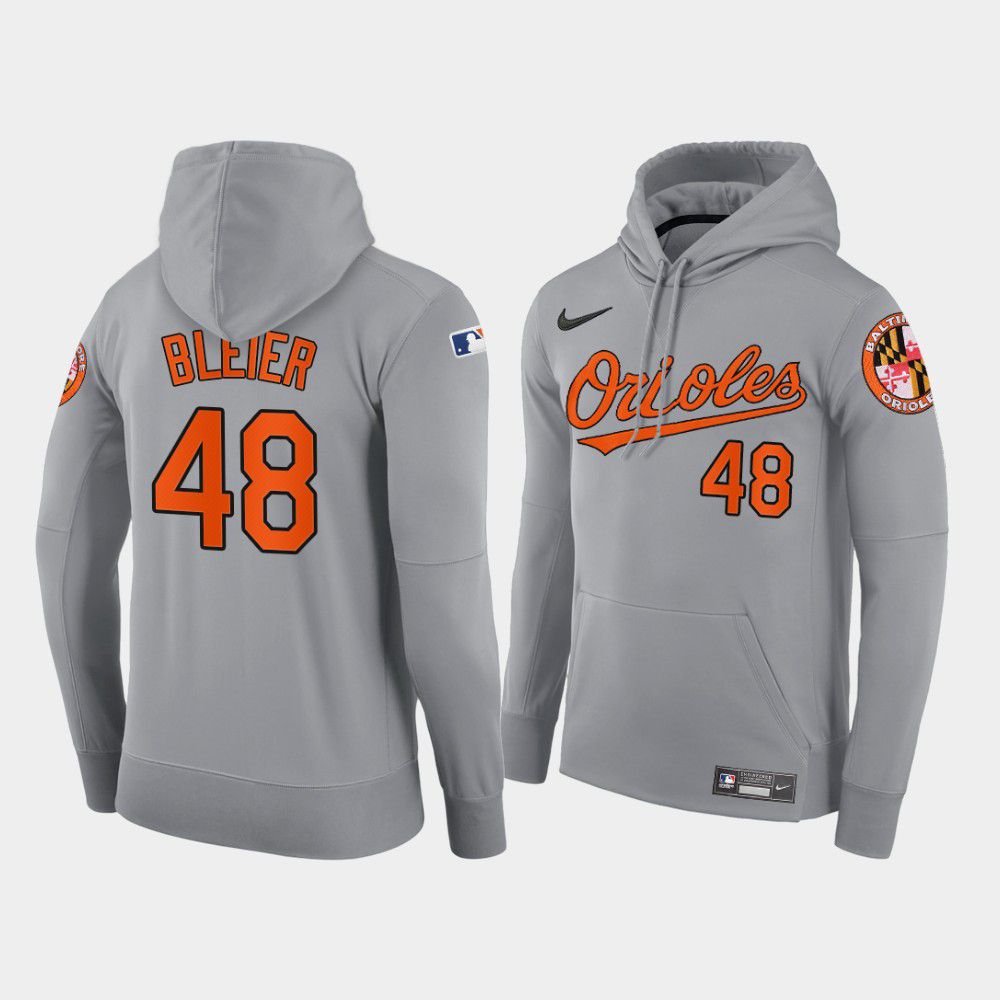 Men Baltimore Orioles #48 Bleier gray road hoodie 2021 MLB Nike Jerseys->baltimore orioles->MLB Jersey
